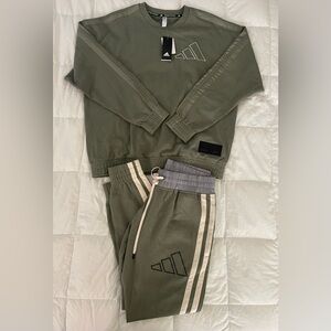 Adidas Daniel Patrick Sweatshirt (M) & Sweatpants (L) Legacy Green Cuffed New